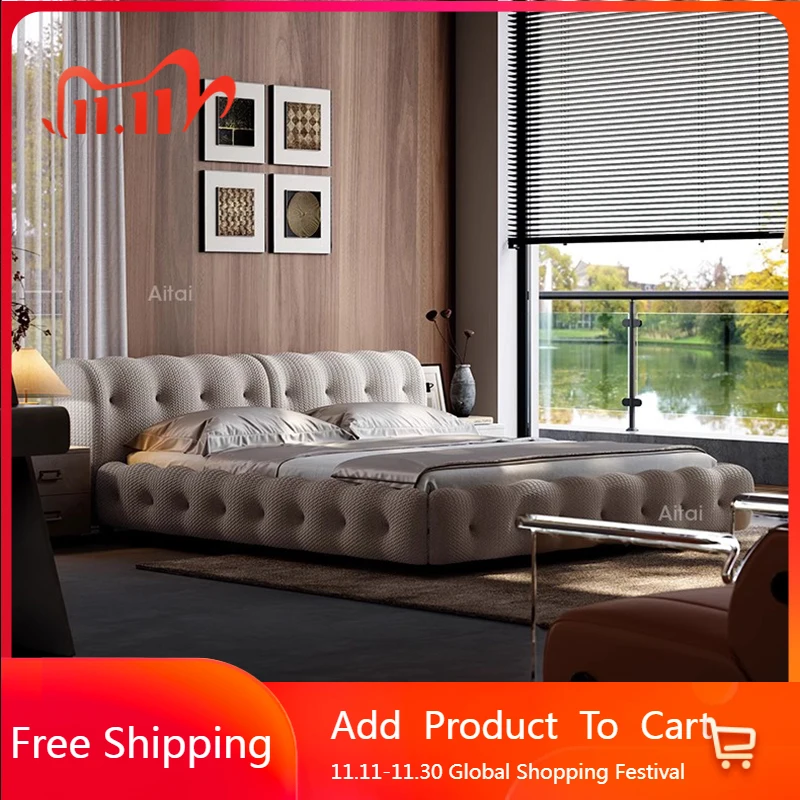 

Accent Luxury Bed Ergonomic Comfortable Design Floor Double King Size Sleeping Cheap Bed Save Space Cama Space Saving Furniture