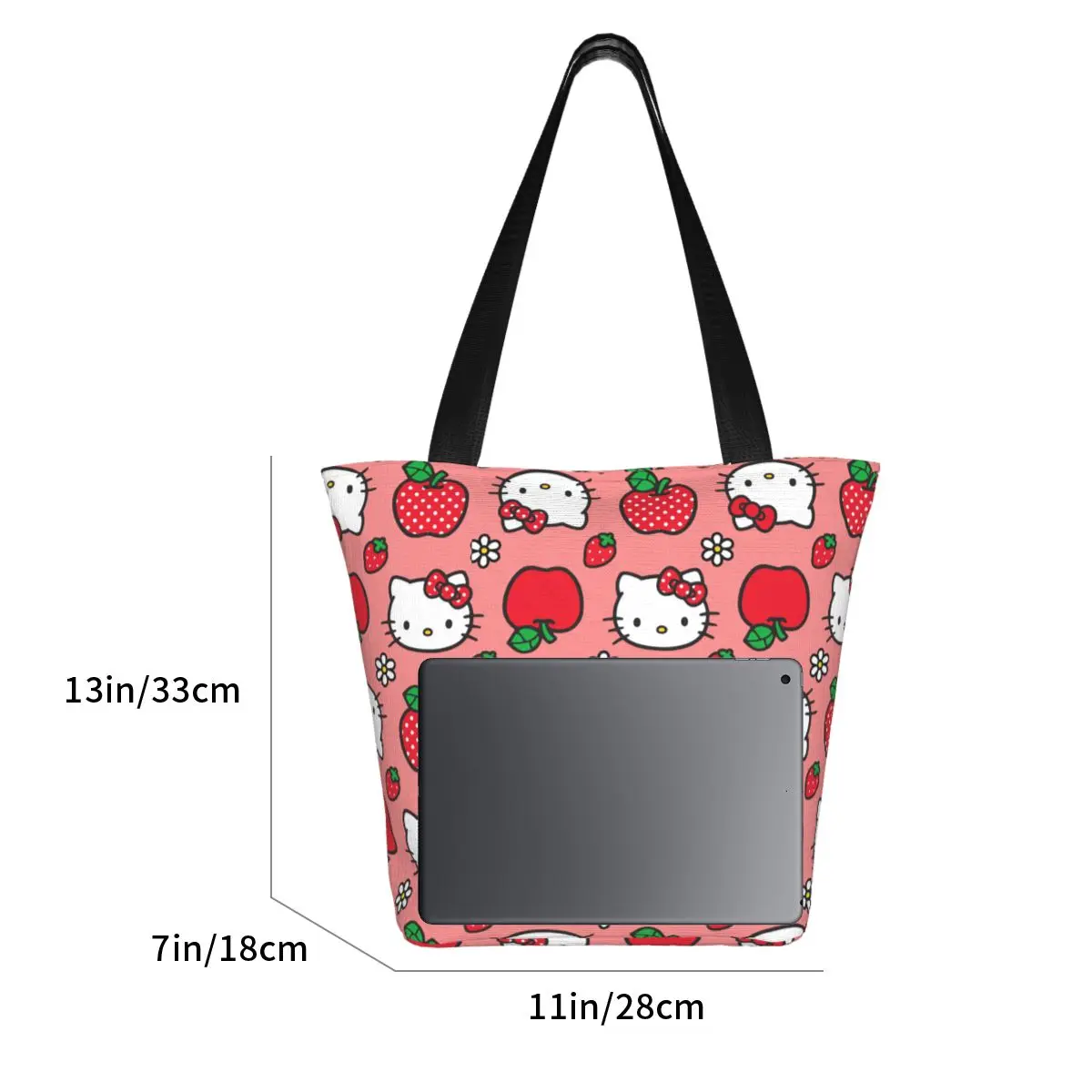 Girl Sanrio Merch Cute Hello Kitty Tote Bag Accessories Kawaii Cartoon Top Handle Bag With Zipper for Women