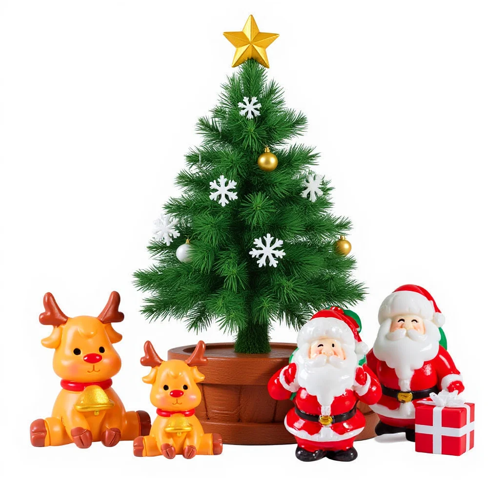 Мини-Рождественские-фигурки-из-смолы-Санта-Клаус-снеговик-лось-миниатюрный-орнамент-микропейзаж-веселый-рождественский-Новый-год-2026-украшение