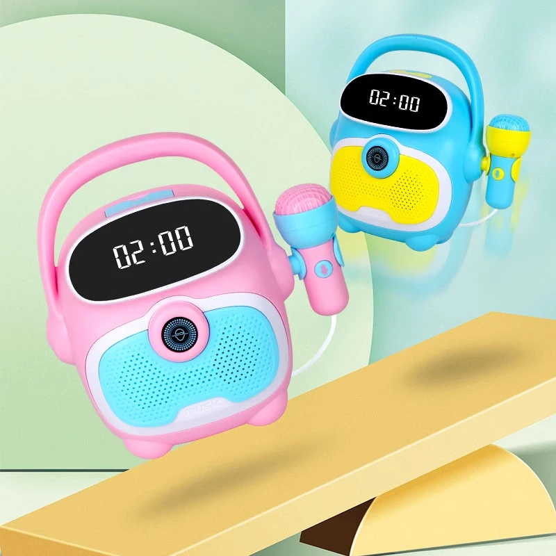 Microfone máquina de karaokê instrumento musical brinquedos reconhecimento facial crianças leitor música brinquedo alto-falante portátil para meninos meninas