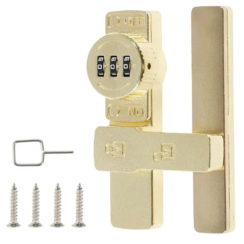AA94-Keyless Gate Latches Bolt For Bathrooms & Cabinets 180 Degree Sliding Door Password Locks