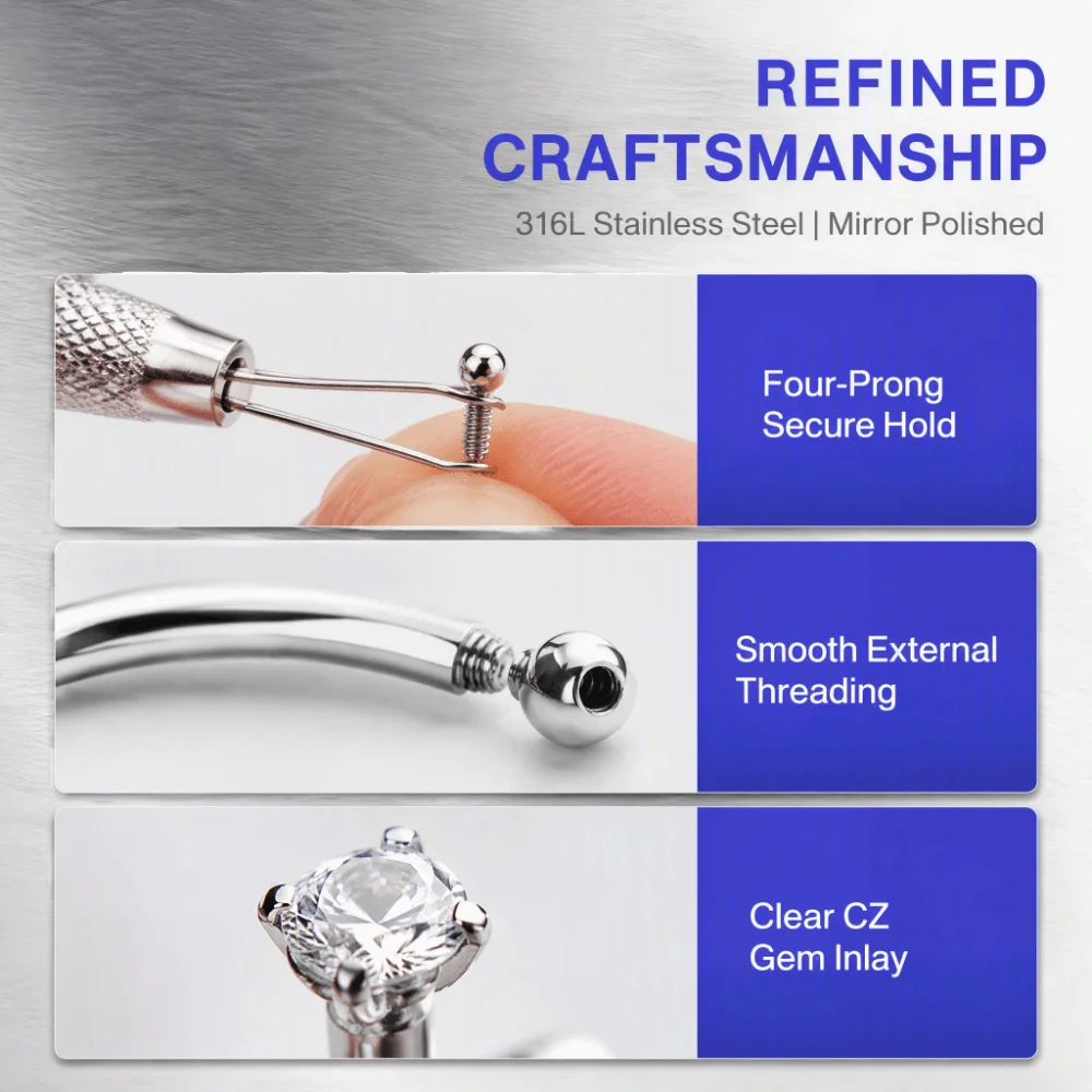 27/11/12Pcs Stainless Steel Eyebrow Piercing Jewelry Set with Tools Internal Thread Nose Piercing Kit with Nose Stud Rhinestone