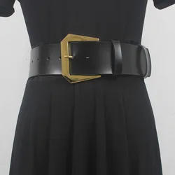 New Fashion Genuine Leather Belt Women Wide Corset Belt Luxury Design Metal Buckle Waist Belt Dres Accessories
