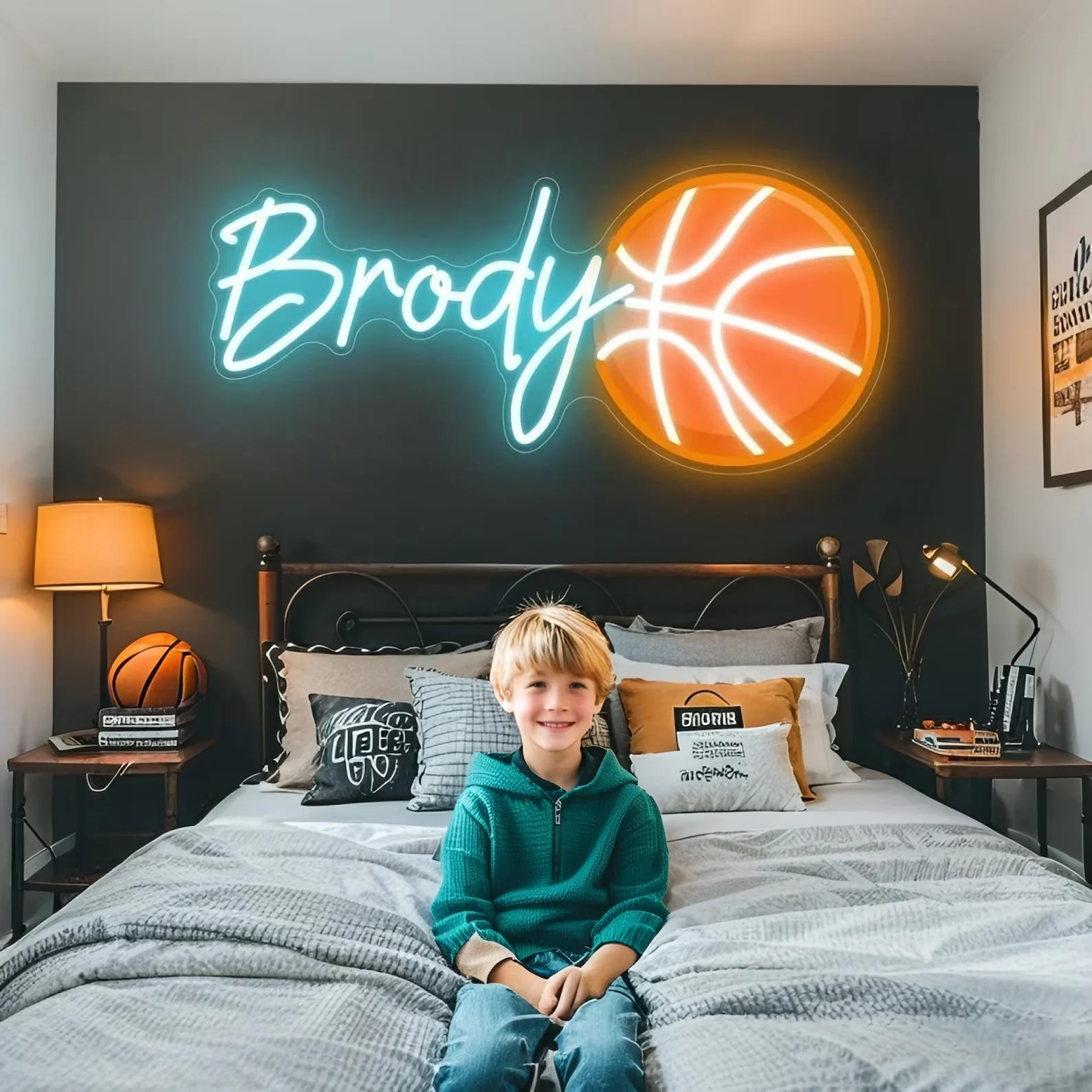 Custom Name Neon Sign For Kids,Soccer Neon,Basketball Room Wall Decor,Gifts For Kids,Boys Room Decor,Sports Nursery Decor