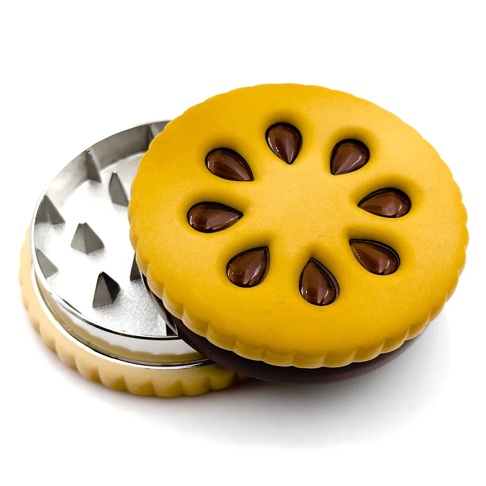 Cookie Metal Grinder Shape 55mm Biscuit Tabacco Grinder Crusher 2 Layer Dried Flowers Herbs Home Funny Gift for Men