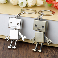 Vintage Robot Keychain Creative Arms Legs Movable Metal Alloy Badge Pendant Keyring Jewelry Gift For Man Women Key Accessories