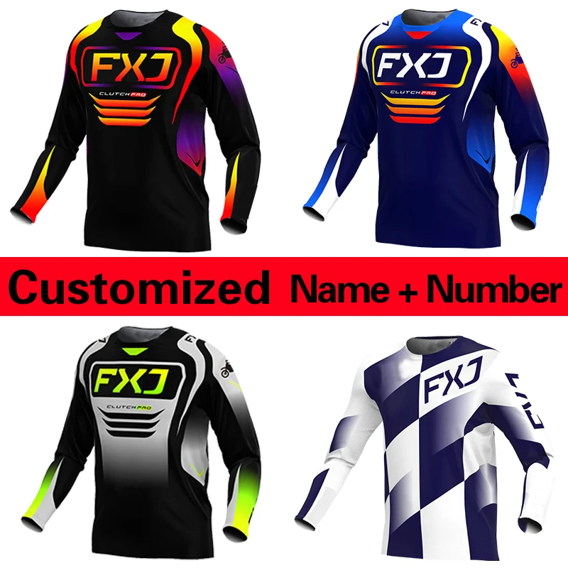 

FXJ Motocross jersey Off road mx jerseys Dirt Bike black racing Enduro MTB Motorcycle Customized name number logo