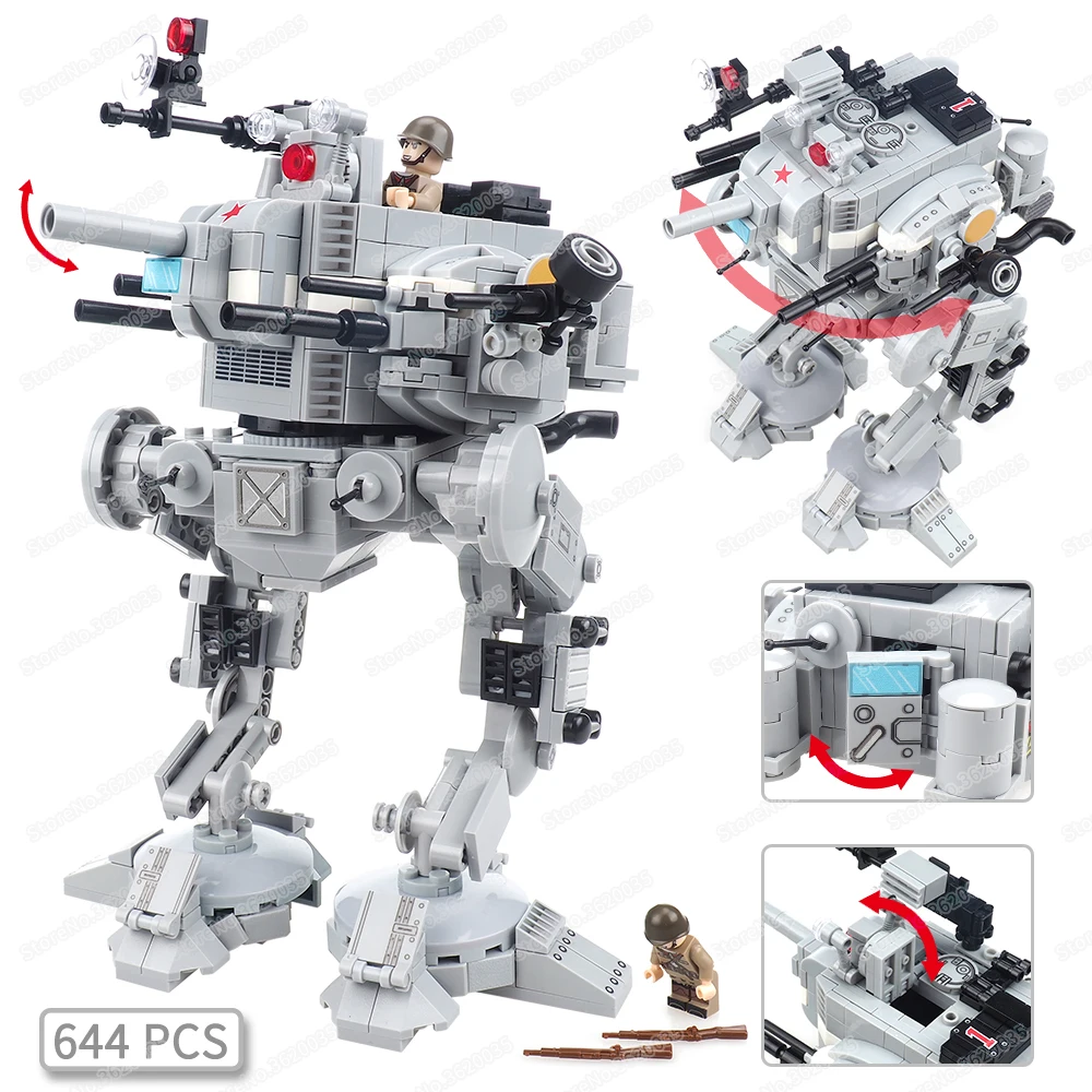 Walking Armor ST-1 Machine Building Block MOC WW2 Walking Tank Military figures Equipment Weapons War Scene Model Gifts Boy Toys