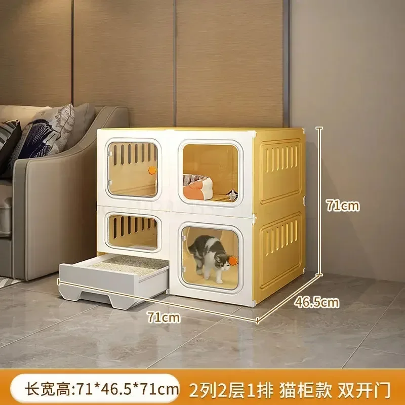 Home Cages Cat Litter Box Integrated Transparent Villa Indoor Fence Pet Cabinet with Closed Toilet Pet House