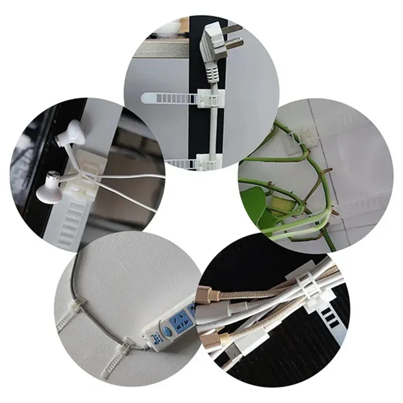 10/20 قطعة رباط للكابل جبل مقاطع قابلة للتعديل حزام ذاتي اللصق إصلاح حامل البلاستيك شبكة سلك سلك الطاقة سيارة المنظم المشبك #2