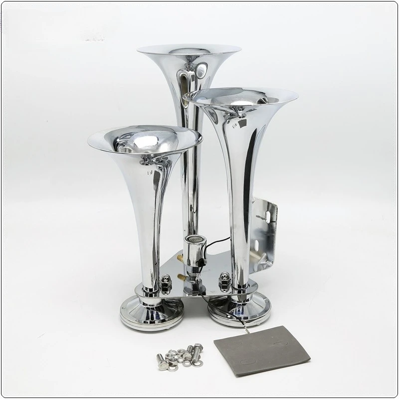 Spirit Silver Chrome Three Tube Melody Music Truck Pneumatic Horn Duo Boat AS095