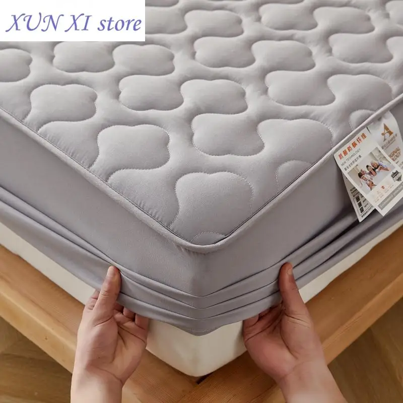 New Cotton Thicken Mattress Cover Quilted Mattress Protector Breathable Fitted Bed Sheet Washable Bed Mat Double Queen King Size