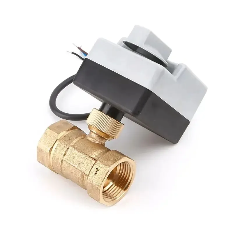 2-Way Motorized Ball Valve with Manual Override, 3-Wire 220V AC Electric Actuator, Brass Body, DN15/DN20/DN25