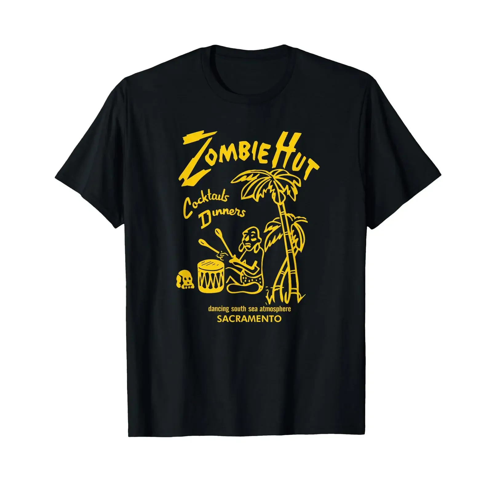 Zombie Hut II Tiki Bar Matchbook Reproduction T Shirt vintage Washed Versatile streetwear Unisex Stretched Soft Casual