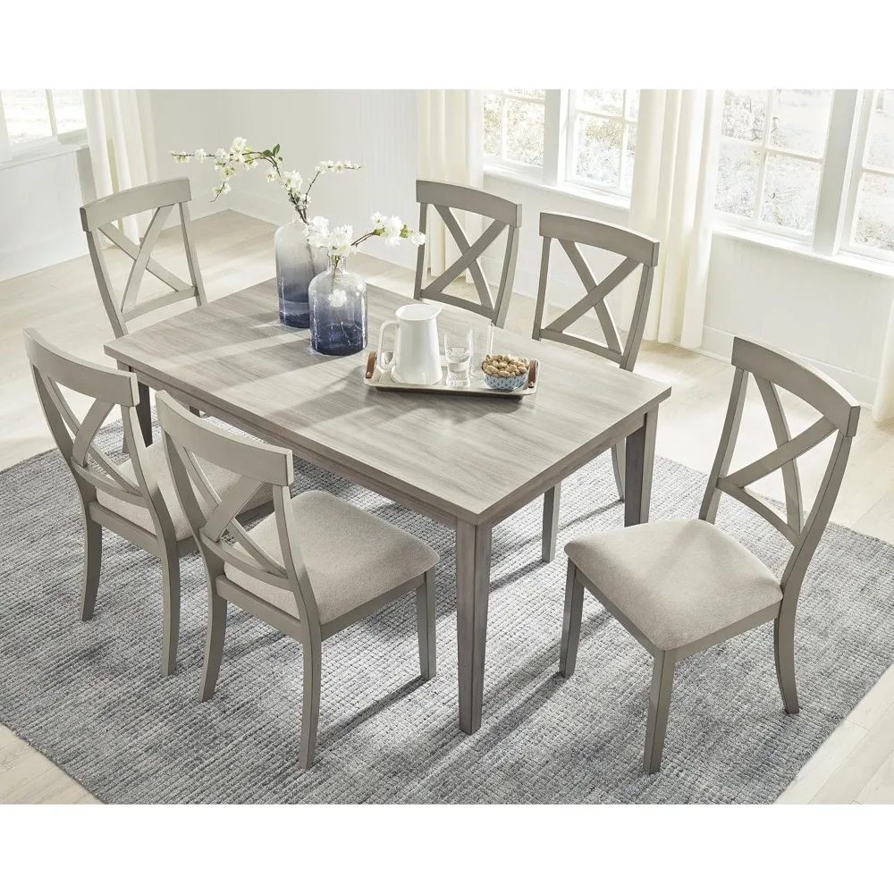 Mesa de comedor rectangular Parellen Modern Farmhouse, gris