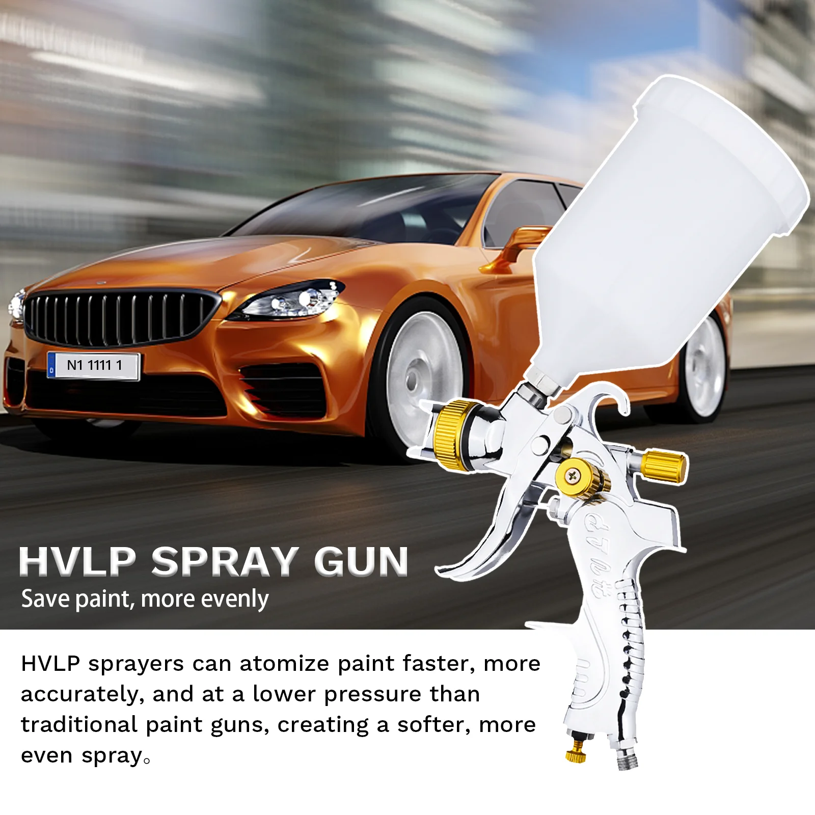 Professional Paint Sprayer, Spray Paint Gun Kit with 1.4 1.7 2.0 2.5MM Nozzles 600ML Cup, HVLP Air Paint Spray Gun for Car Home