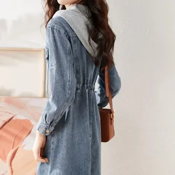 Sukienki dla kobiet Wiosna Jesień Denim z kapturem New In Woman Sukienka z długim rękawem Xxl Designer Fashion Summer 2025 Loose Elastic Hot G