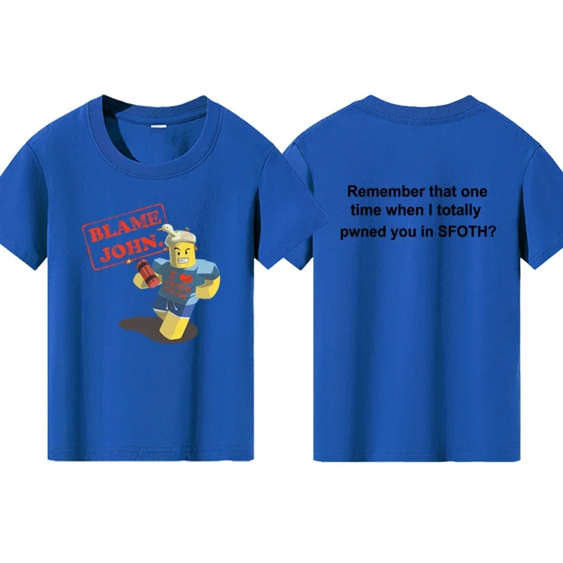 Blame John مطبوعة في سن المراهقة بلايز تي شيرت بنين بنات الصيف عادية مضحك موضة س الرقبة قصيرة الأكمام الأطفال الملابس الملونة