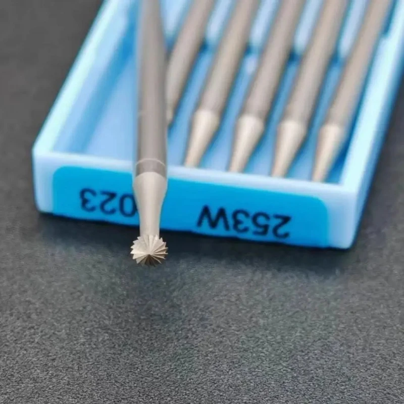 6pcs 253W Cone Tungsten Steel Jewelry Setting Burs Engraving Knife End Mill Woodworking Router Bit For Jewelry Making Tools