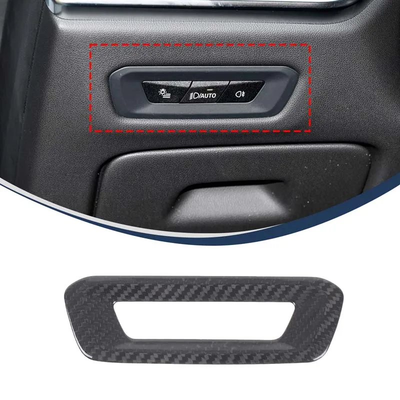 

Real Carbon Fiber Car Central Control Dashboard Headlight Switch Decorative Frame Cover For BMW X5 X6 2023-2026 Accessories