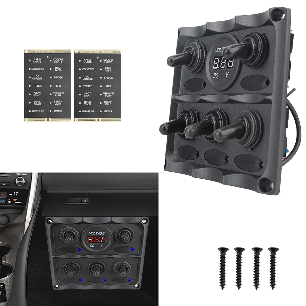 

5 Gang DC 12v Waterproof Circuit Breaker Car Marine LED Rocker Switch Panel