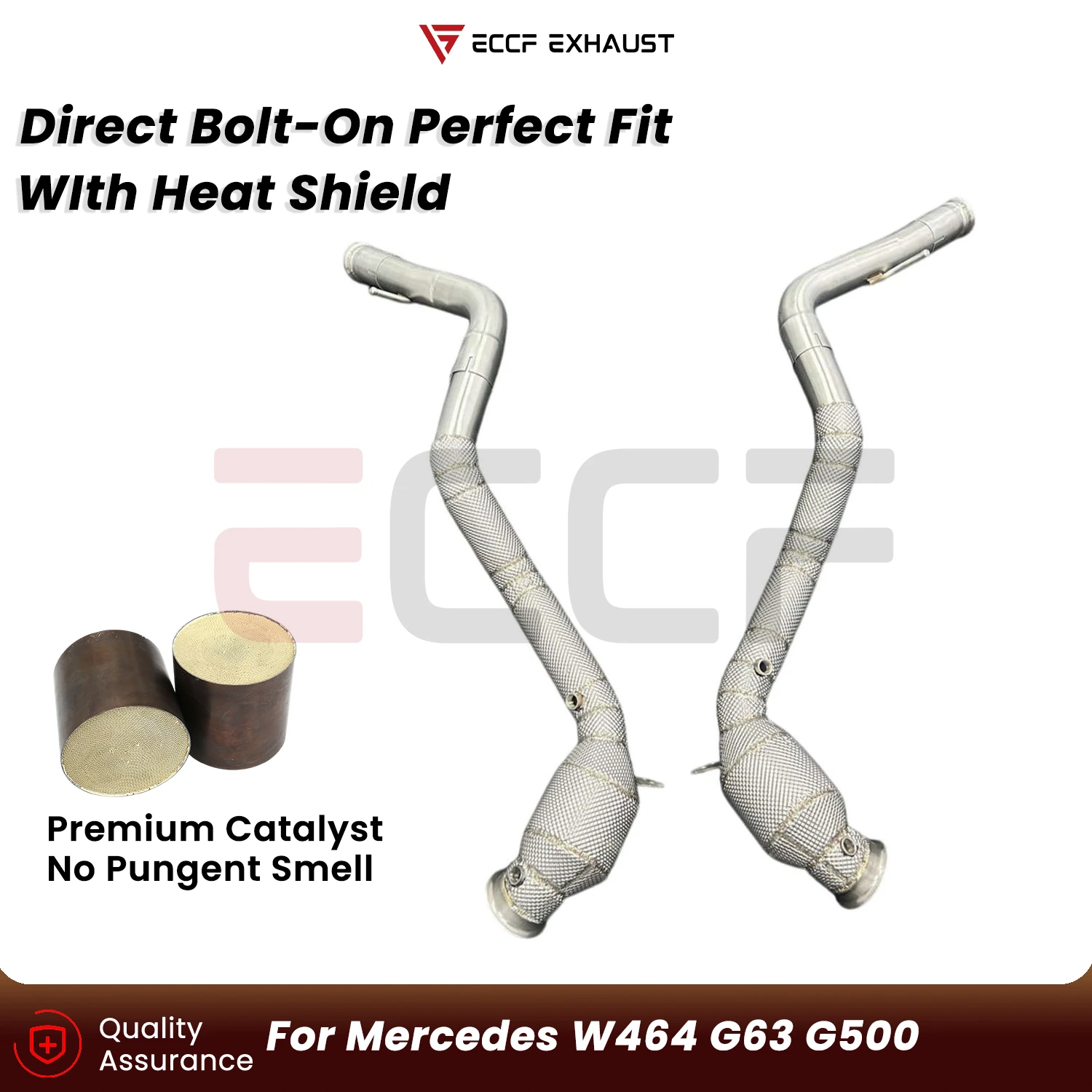 

Sporty Downpipe With Heat Shield For Mercedes W464 G63 G500 Aggressive Exhaust Sound Plug and Play Upgrade Performance