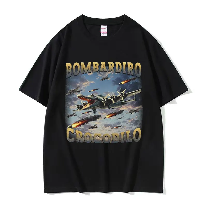

Funny Bombardino Crocodilo Retro Graphic T Shirt Men Women Harajuku Fashion High Quality Cotton Short Sleeve T-shirts Streetwear