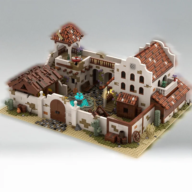 3583 elementy MOC Egzotyczna Architektura Stare Miasto Meksykańska Willa Styl Ameryki Łacińskiej Projekt DIY Model Klocki Urodzinowe Zabawki Prezent