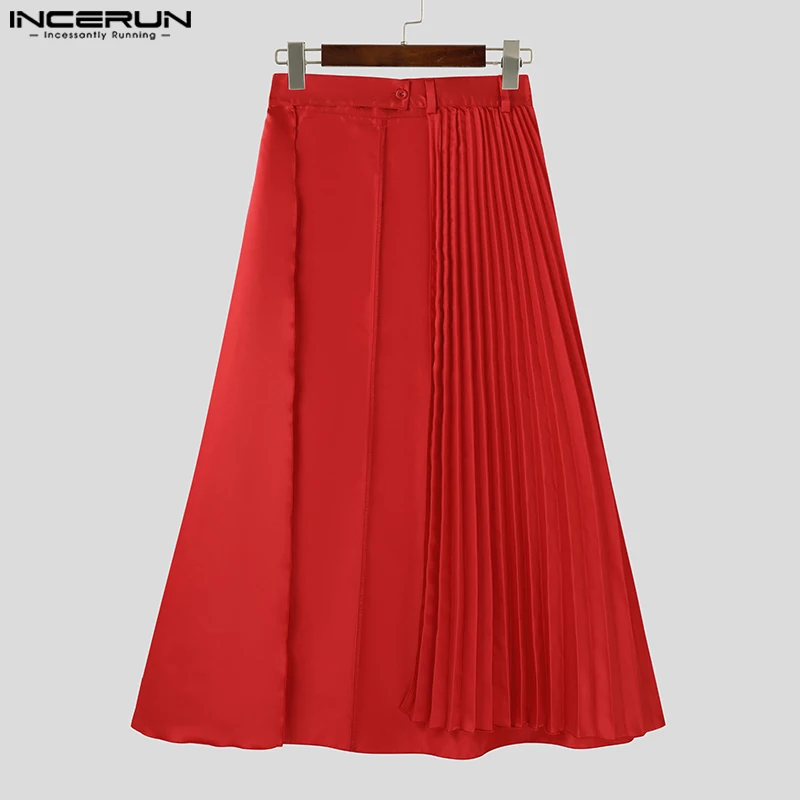 Fashion New Men Trousers INCERUN Deconstruct Pleated Design Skirts Pants Male Casual All-match Solid Color Loose Pantalons S-5XL