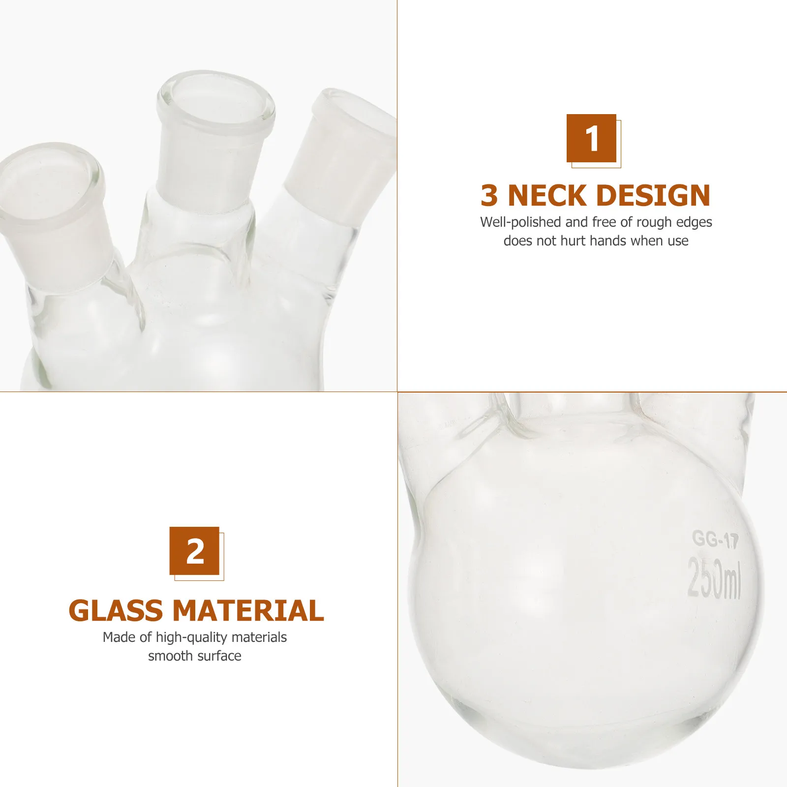 3 Neck Laboratory Flask Distilling Flask for Steam Fractional Azeotropic Distillation Reflux Boiling Applications Science Lab