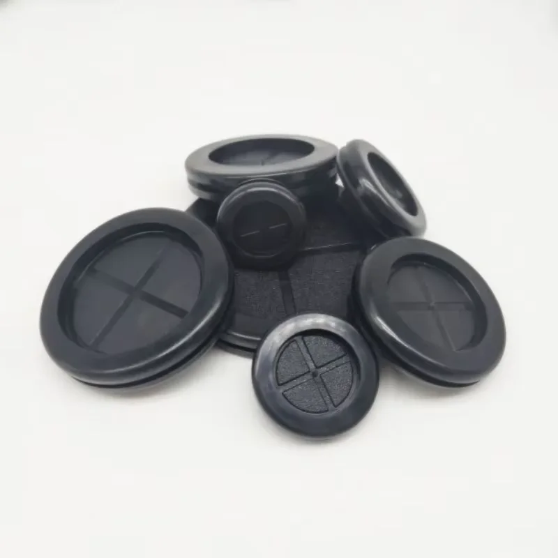 T-Shaped Flame Retardant Rubber Dust Sealing Plug Thick Slotless Pipe Wire Grommet With Cross Guard For Cable Protection