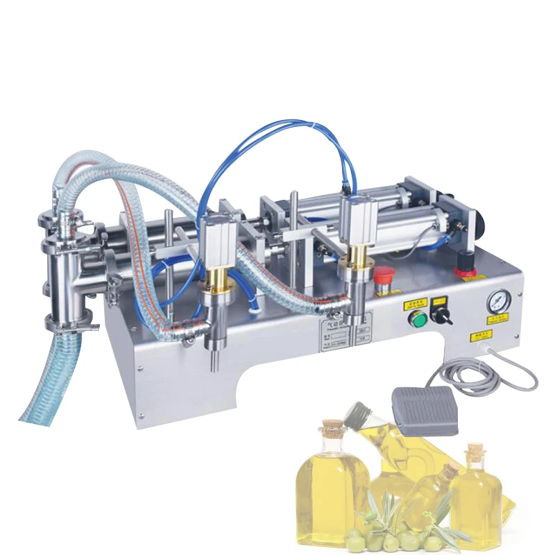 

Stainless Steel Double Head Liquid Juice Oil Drinking Filling Machine Semi Automatic Pneumatic Piston Filling Machine