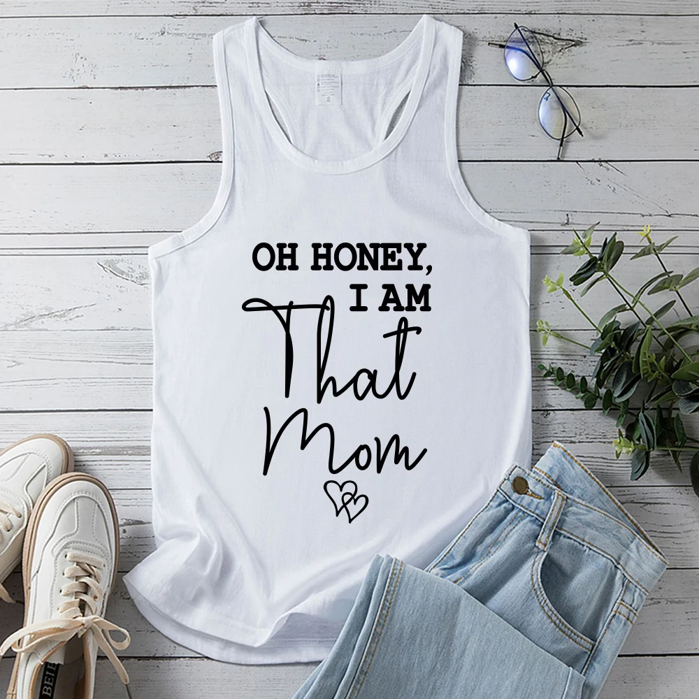 Seeyoushy OH HONEY,I AM That Mom 2023 Summer New Women's Tank Top Y2K Trend Women's Top Fashion Sports Hurdle Vest Women Clothes