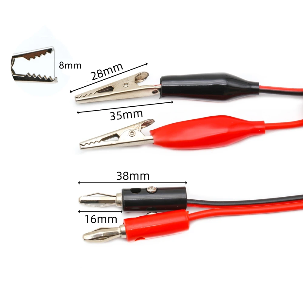 1M Alligator Cilp to Banana Plug Test Cable Lead Connector Dual Tester Probe 35mm Crocodile Clip for Multimeter Measure Tool