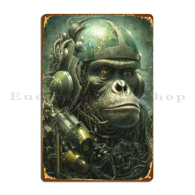 ملصق لافتة معدنية على شكل قرد ميكانيكي حيواني كلاسيكي مطبوع عليه حانة كلاسيكية للحفلات #1