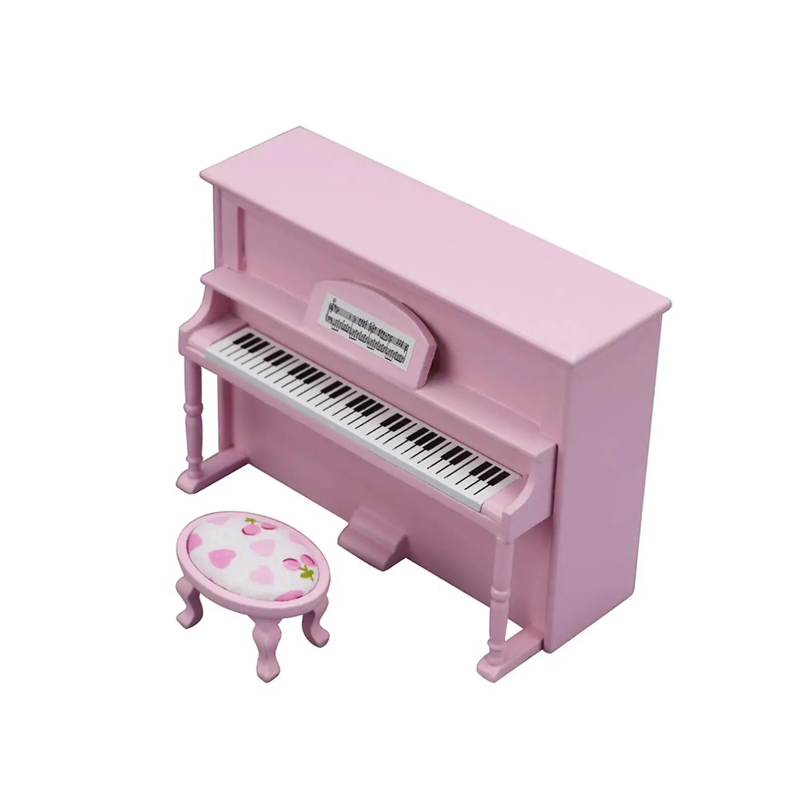 1:12 Scale Miniature Piano Model with Chair, Simulation Life Scene Accessories Toys, Micro Landscape Elegant Piano Decoration