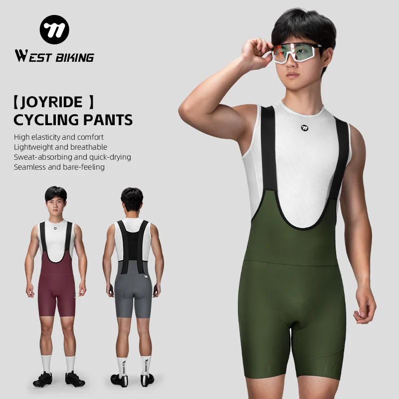 

WEST BIKING Men's MTB Cycling Bib Shorts Outdoor Bike Riding 3D Padded Quick-Dry Pants Man Professional Bicycle Tights Shorts
