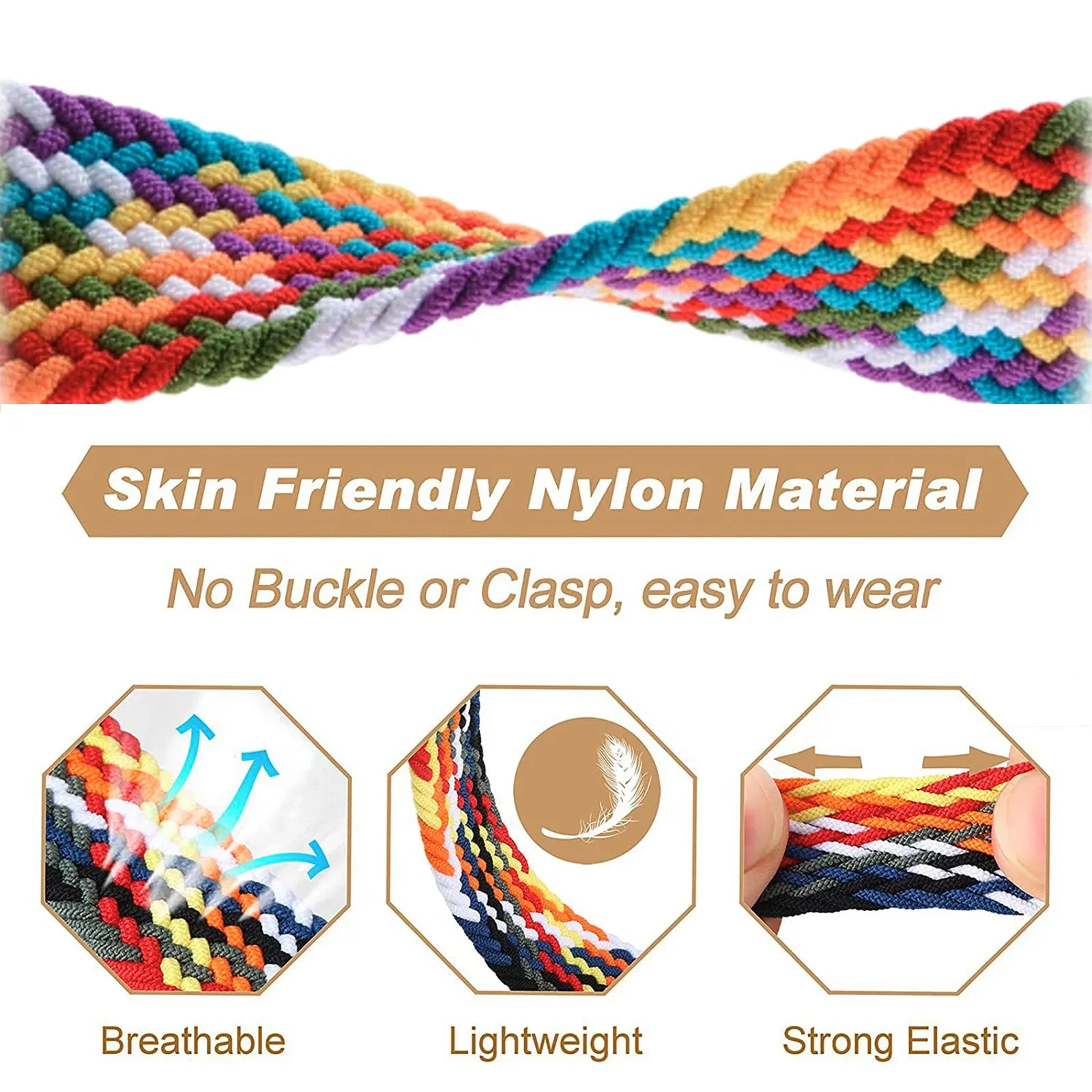 Elastic Nylon Bands for Honor Watch 4 Band, Plastic Buckle Adjustable Nylon Strap view 2
