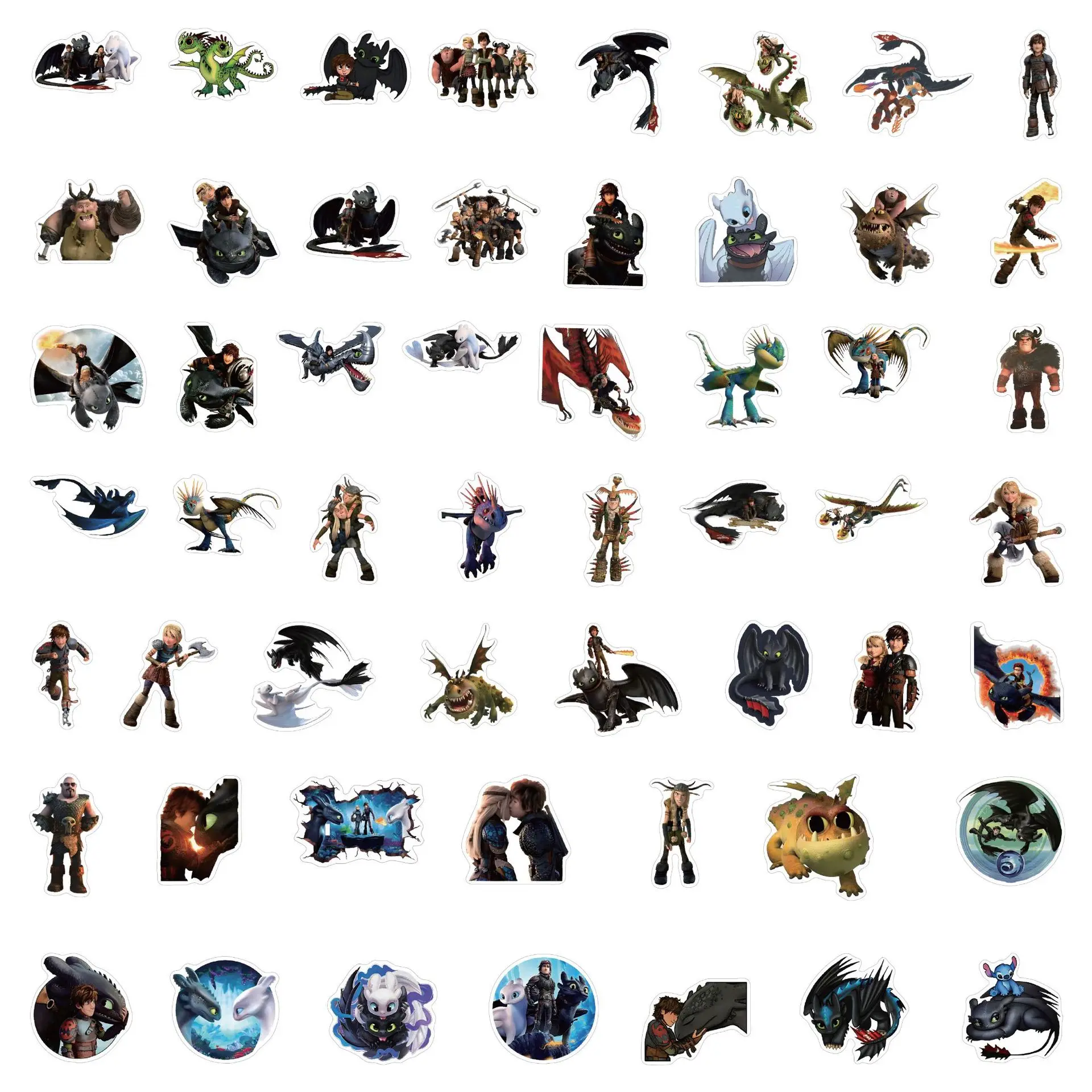 53PCS Cartoon Cute Toothless How to Train Your Dragon Stickers DIY Decoration Suitcase Scrapbooking Phone Laptop Stationery Toy