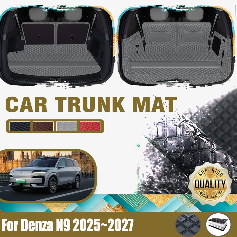

Задние коврики в багажник автомобиля для BYD Denza N9 2025 2026 2027 6SEAT, кожаные накладки для хранения, задняя подкладка для багажника, внутренние автоаксессуары