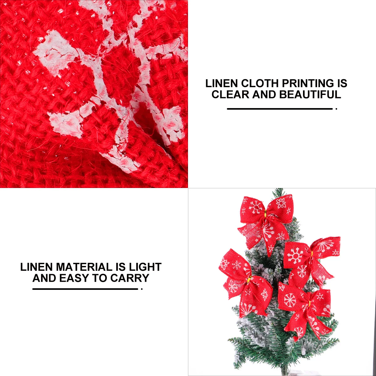 

8Pcs Snowflake Bow Pendant Christmas Tree Decorations Linen Burlap Christmas Party Ornaments Holiday Supplies Snowflake Bow