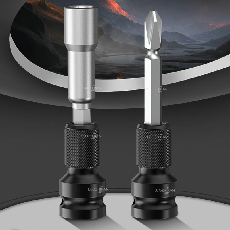 1/2 Stück Elektroschrauber-Umwandlungskopf 1/2″ (12,5 mm) Vierkant auf 1/4″ (6,35 mm) Sechskant-Adapter Bohrer-Klemme Elektrowerkzeug-Zubehör – Detail 6