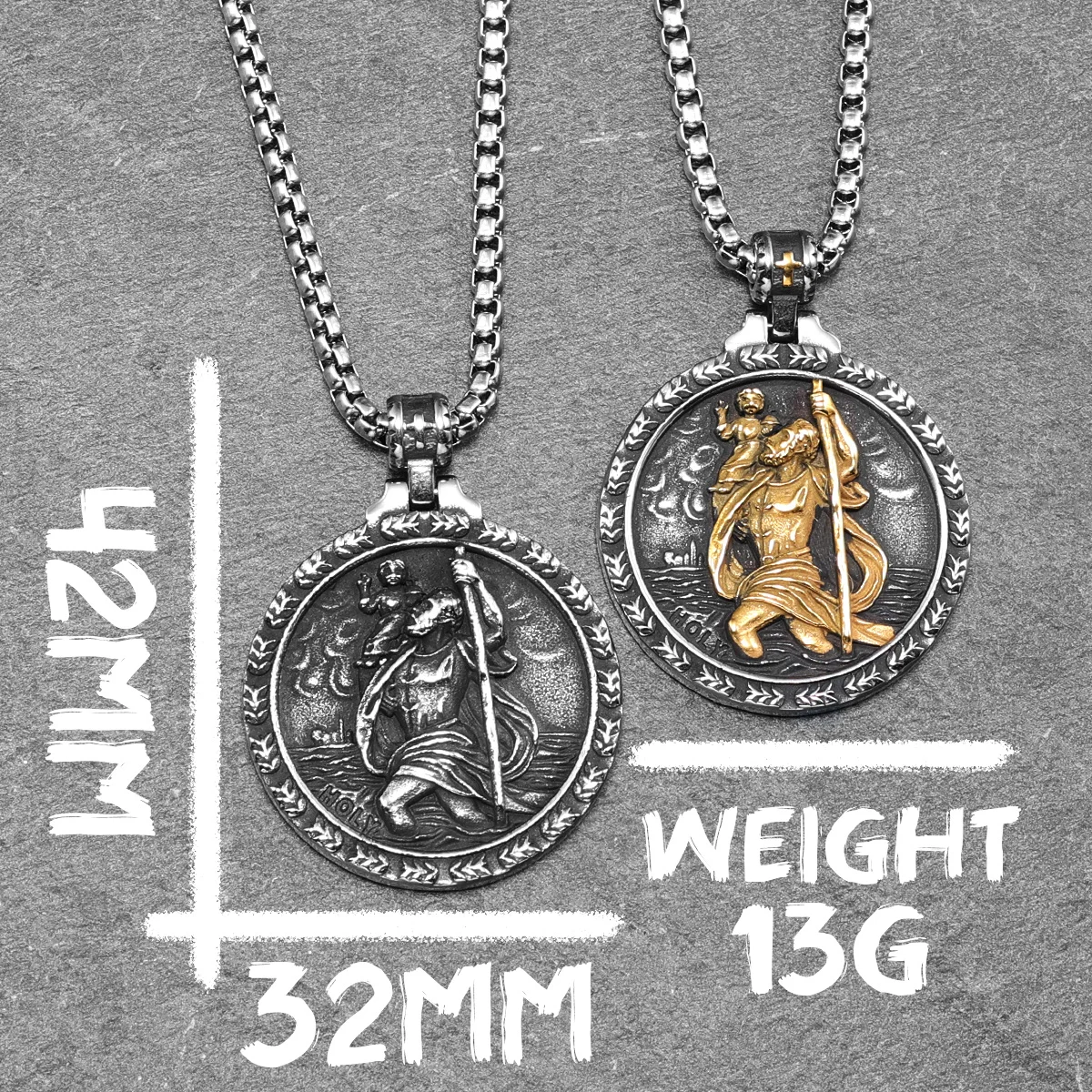 Saint Christopher Men Necklace 316L Stainless Steel Chain Pendants Traveler Amulet Jesus Vintage for Male Jewelry Gift Wholesale