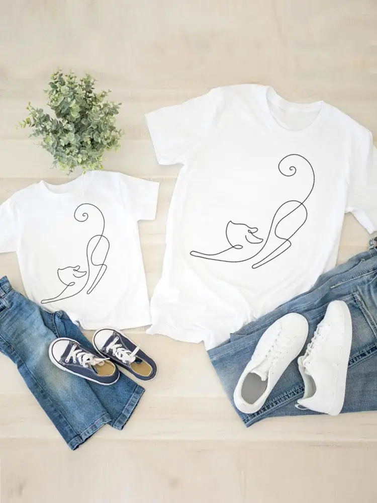 

Clothing Women Cat Animal Pet Love Kid Son Child Summer Family Matching Outfits Mom Mama Mother Tshirt Tee T-shirt Clothes