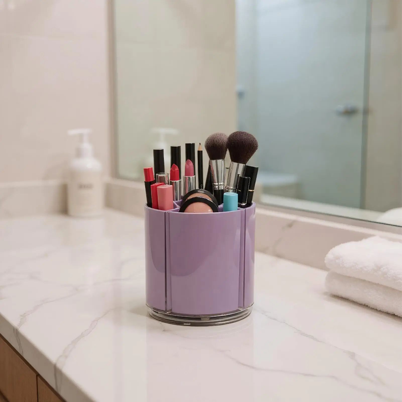 

Pen Organizer for Desk Multi-Compartment Storage Box Rotating Desk Organizer Pencil Holder for Makeup Brush Stationery Supplies