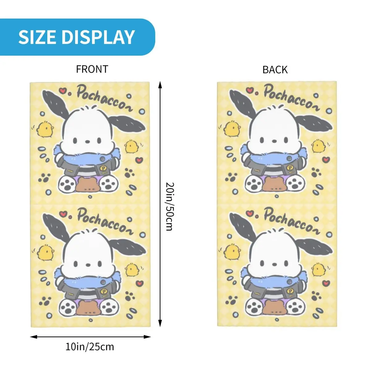 Custom Pochacco Neck Gaiter Men Women UV Protection Winter Kawaii Cartoon Bandana Scarf for Ski