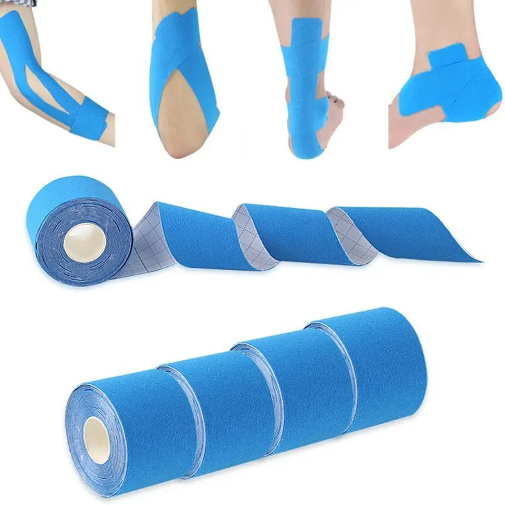 

Кинезиологическая лента 5 см — водонепроницаемая самоклеящаяся эластичная спортивная лента для поддержки колена, мышц и облегчения боли (1 рулон)