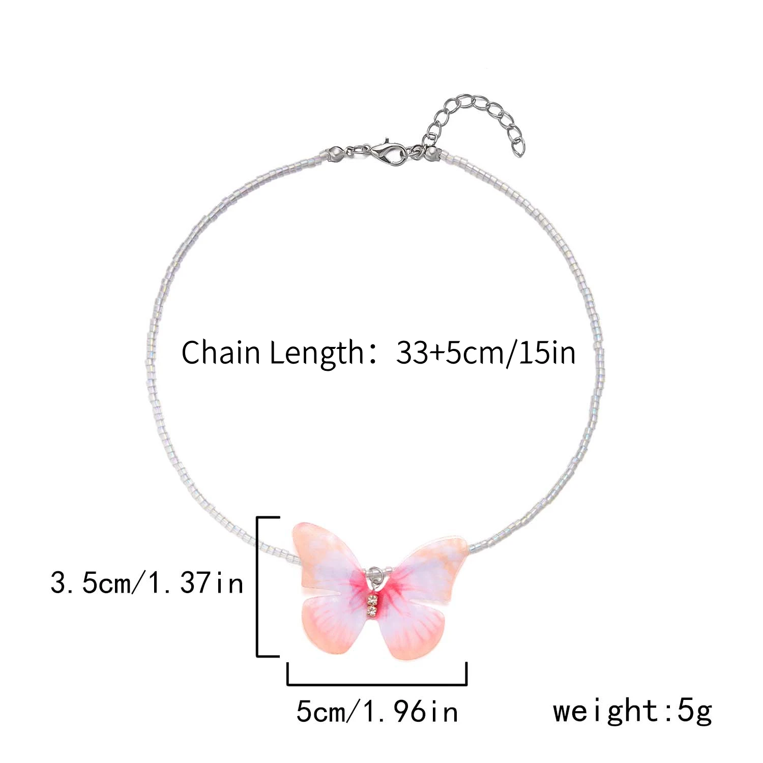 قلادة عنق فراشة أنيقة بسيطة للنساء ، حبات الأرز المصنوعة يدويًا ، مجوهرات حفلات للفتيات ، هدايا الموضة #4