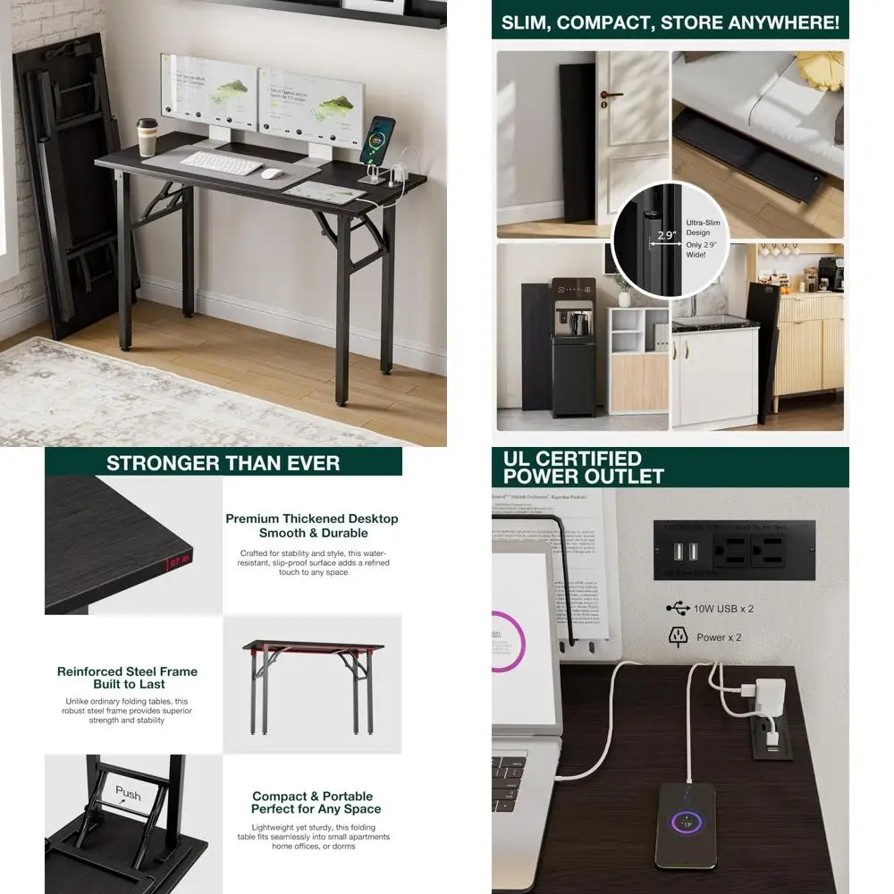 

Portable 43.3 Inch Folding Desk for Crafting and Studying - Lightweight, Compact Table for Small Spaces