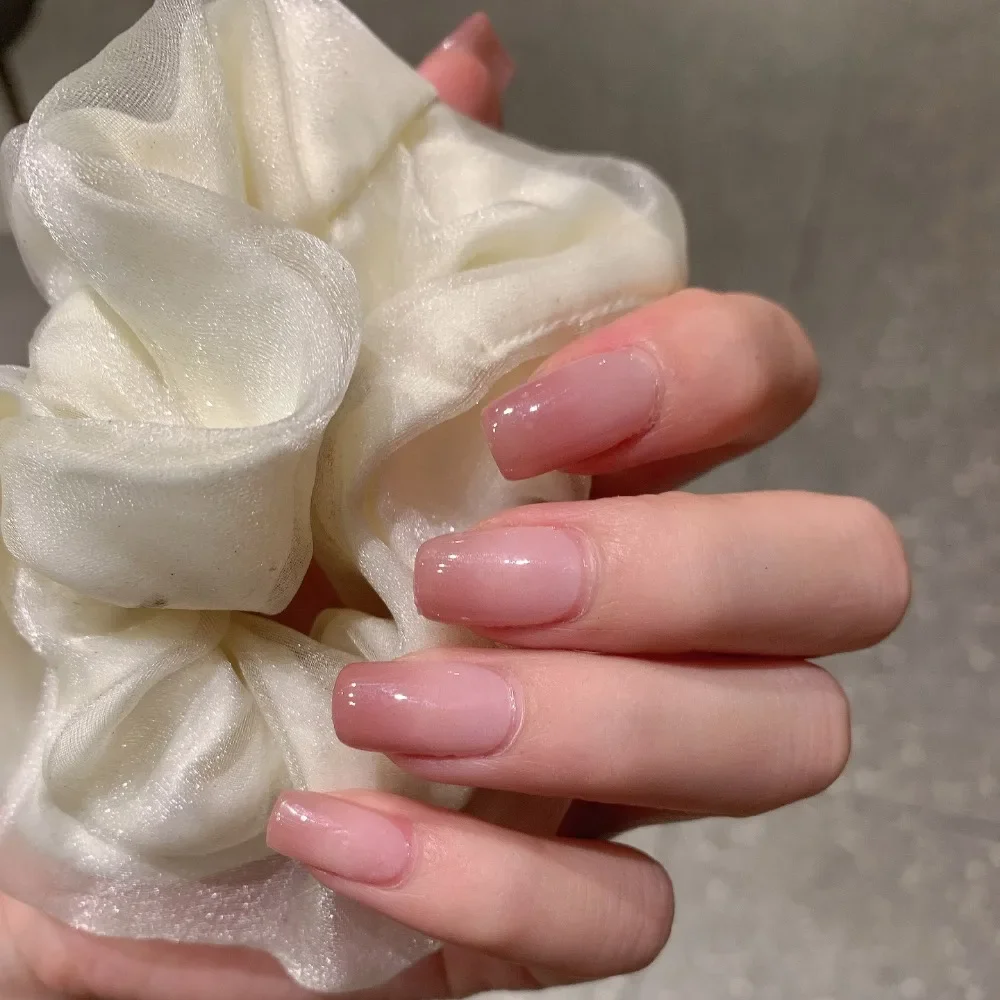 Semi-cured Gel Nail Stickers Solid Color Nail Semi-baked Tips Full Paste Nail Decals UV Lamp Need